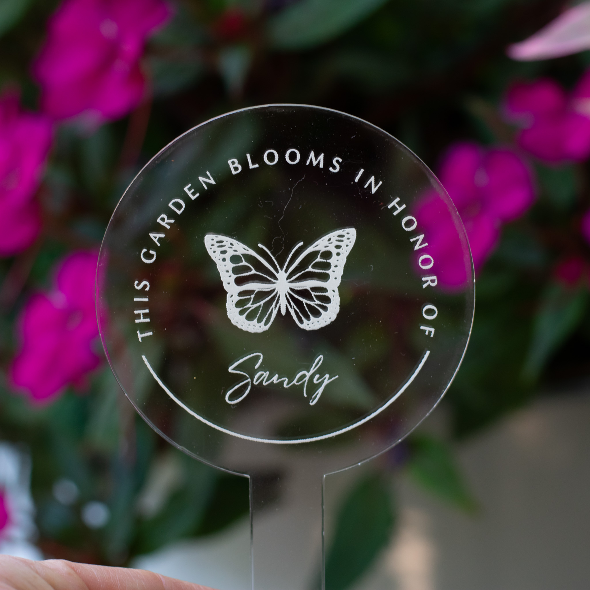 Custom Memorial Garden Stake with Butterfly Motif image number null
